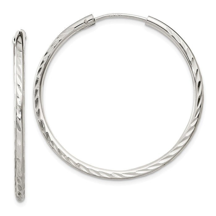 Stella Silver 925 Sterling Silver Diamond-Cut Hoop Earrings, 35mm x 35mm