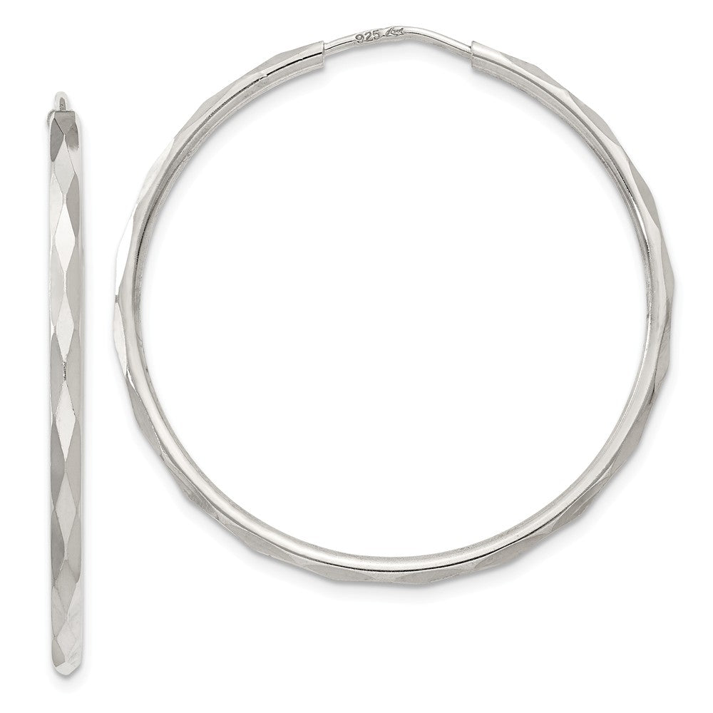 Stella Silver 925 Sterling Silver Diamond-Cut Hoop Earrings, 36mm x 35mm
