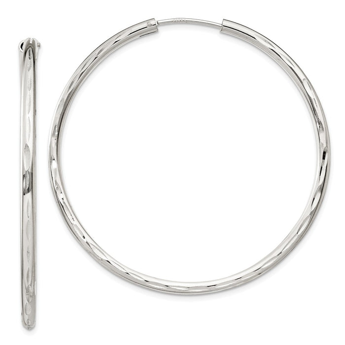 Stella Silver 925 Sterling Silver Diamond-Cut Hoop Earrings, 50mm x 50mm
