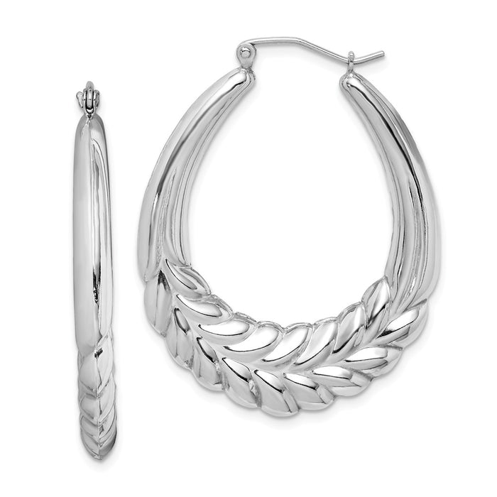 Stella Silver 925 Sterling Silver Rhodium-plated Fancy Oval Hoop Earrings, 41mm x 33mm