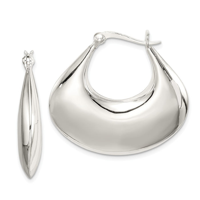 Stella Silver 925 Sterling Silver Hoop Earrings, 30mm x 32mm