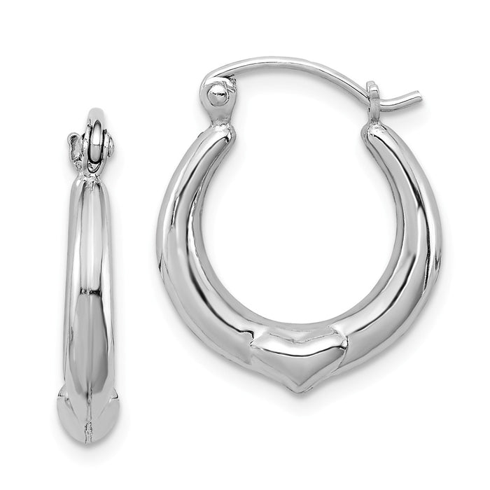 Stella Silver 925 Sterling Silver Rhodium-plated Heart Hoop Earrings, 19mm x 15mm