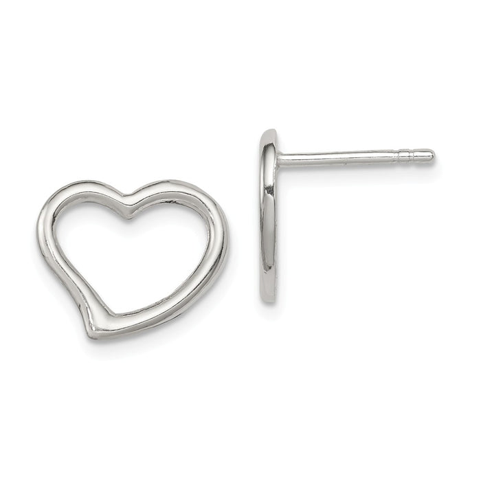 Stella Silver 925 Sterling Silver Heart Earrings, 13mm x 14mm