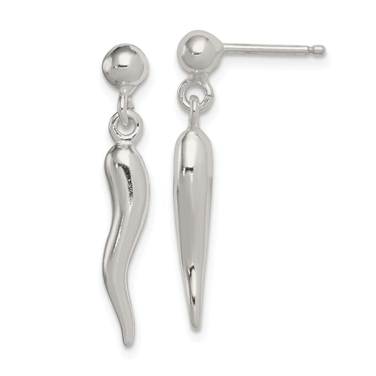 Stella Silver 925 Sterling Silver Italian Horn Earrings, 29mm x 4mm