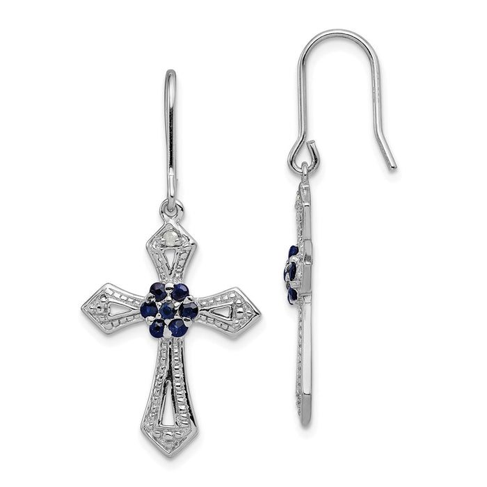 Stella Silver 925 Sterling Silver Rhodium-Plated Diamond Accent Cross Earrings, 39mm x 18mm