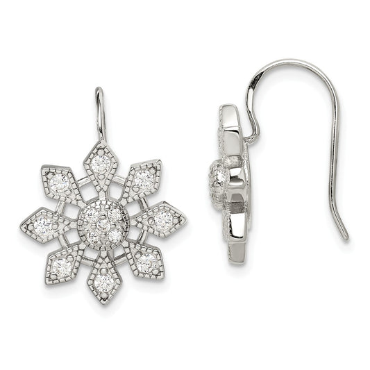Stella Silver 925 Sterling Silver Cubic Zirconia ( CZ ) Snowflake Earrings, 33mm x 17mm