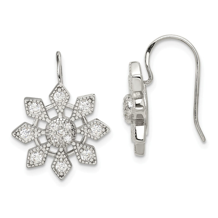 Stella Silver 925 Sterling Silver Cubic Zirconia ( CZ ) Snowflake Earrings, 33mm x 17mm