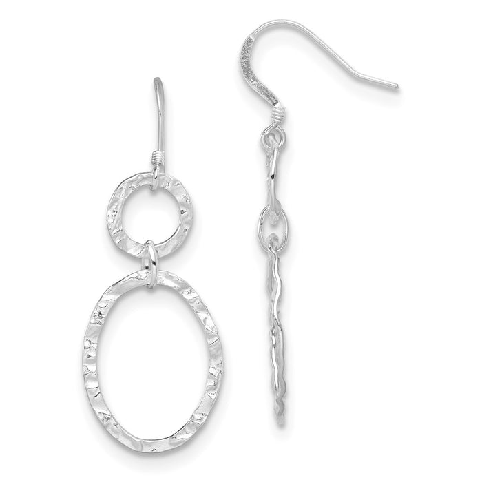 Stella Silver 925 Sterling Silver Hammered Dangle Earrings, 49mm x 19mm