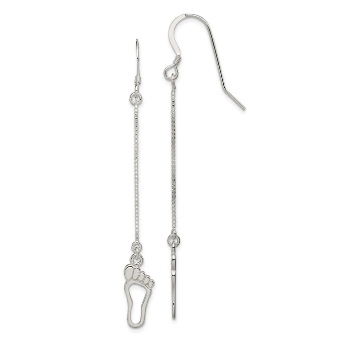 Stella Silver 925 Sterling Silver Dangling Footprints Earrings, 68mm x 7mm