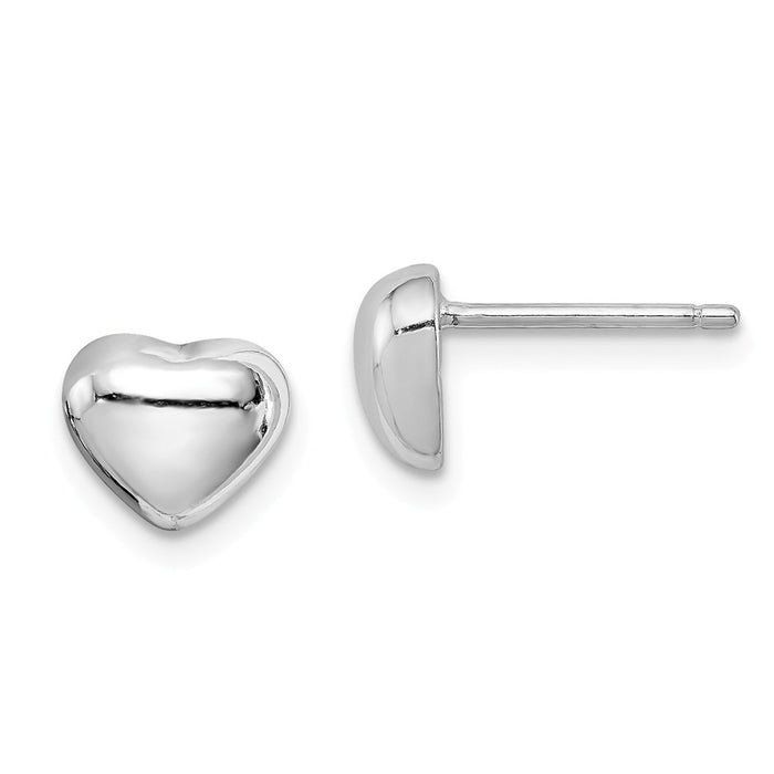 Stella Silver 925 Sterling Silver Rhodium-platedHeart Post Earrings, 8mm x 9mm