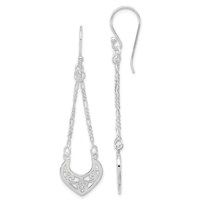 Stella Silver 925 Sterling Silver Filigree Dangle Earrings, 56mm x 16mm