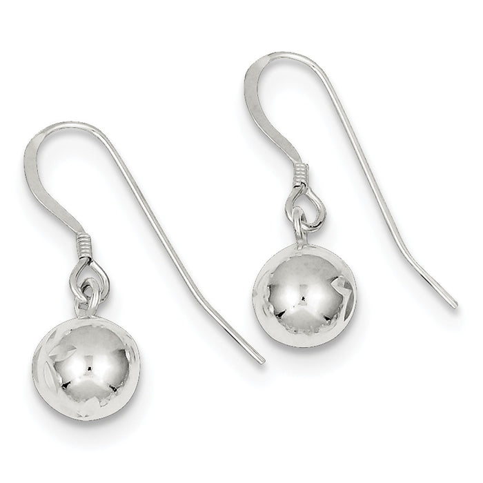 Stella Silver 925 Sterling Silver 8mm Diamond-cut Bead Dangle Earrings, 23mm x 8mm