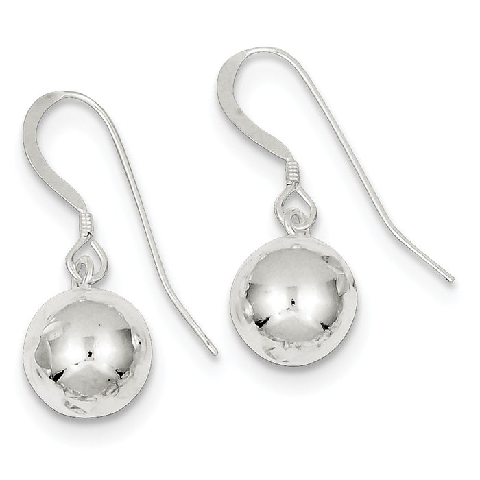 Stella Silver 925 Sterling Silver 10mm Diamond-cut Bead Dangle Earrings, 25mm x 10mm