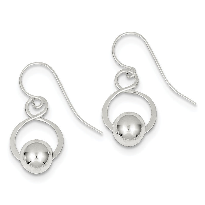 Stella Silver 925 Sterling Silver Twist with Bead Dangle Earrings, 27mm x 13mm