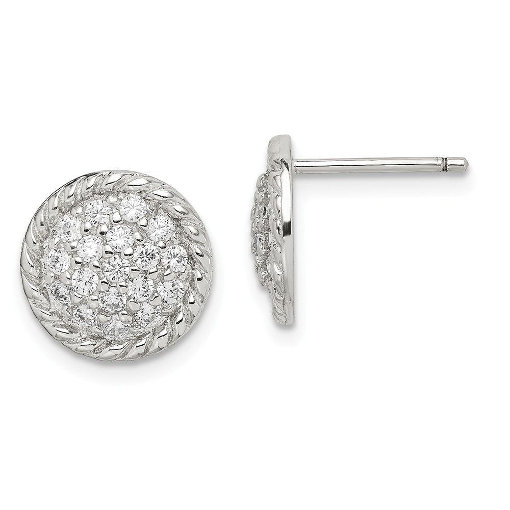 Stella Silver 925 Sterling Silver Round Cubic Zirconia ( CZ ) Post Earrings, 12mm x 12mm