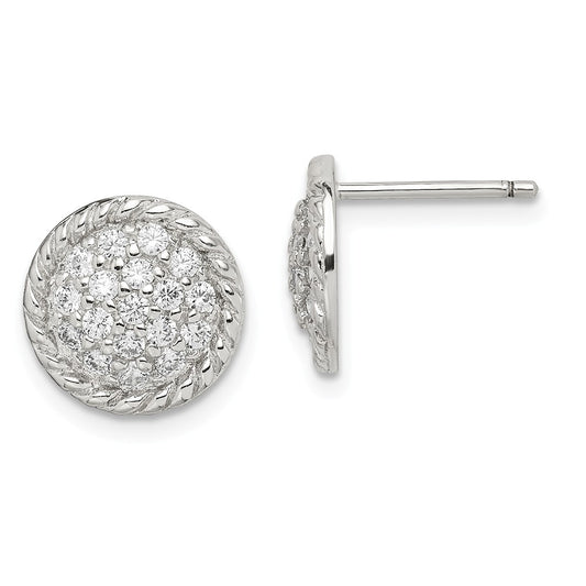 Stella Silver 925 Sterling Silver Round Cubic Zirconia ( CZ ) Post Earrings, 12mm x 12mm