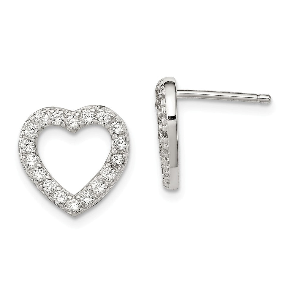 Stella Silver 925 Sterling Silver Cubic Zirconia ( CZ ) Heart Post Earrings, 12mm x 12mm