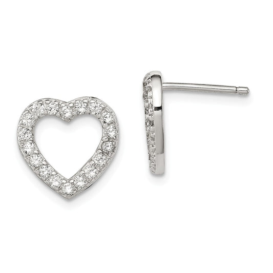 Stella Silver 925 Sterling Silver Cubic Zirconia ( CZ ) Heart Post Earrings, 12mm x 12mm