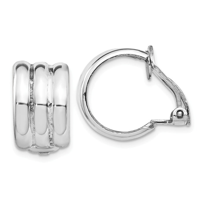 Stella Silver 925 Sterling Silver Rhodium-plated Clip Back Non-pierced Earrings, 17mm x 10mm