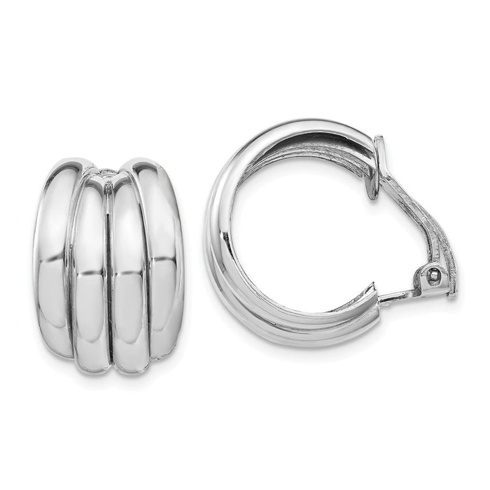 Stella Silver 925 Sterling Silver Rhodium-plated Clip Back Non-pierced Earrings, 19mm x 13mm