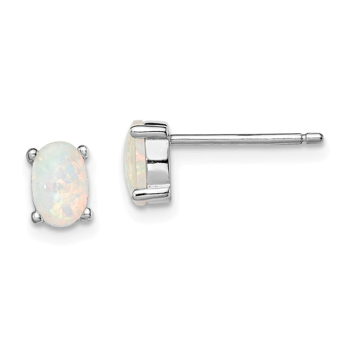 Stella Silver 925 Sterling Silver Created Opal Post Earrings, 6mm x 4mm