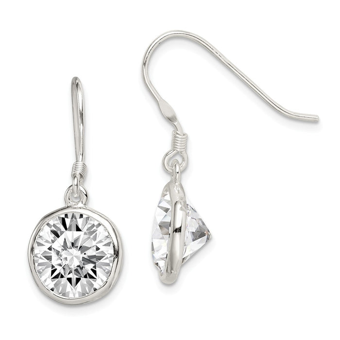Stella Silver 925 Sterling Silver 11mm Round Clear Cubic Zirconia ( CZ ) Earrings, 24mm x 11mm