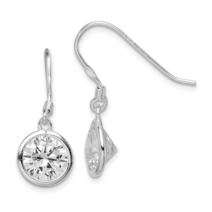 Stella Silver 925 Sterling Silver 10mm Round Clear Cubic Zirconia ( CZ ) Earrings, 23mm x 10mm