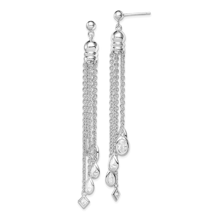 Stella Silver 925 Sterling Silver Cubic Zirconia ( CZ ) Dangle Post Earrings, 73mm x 8mm
