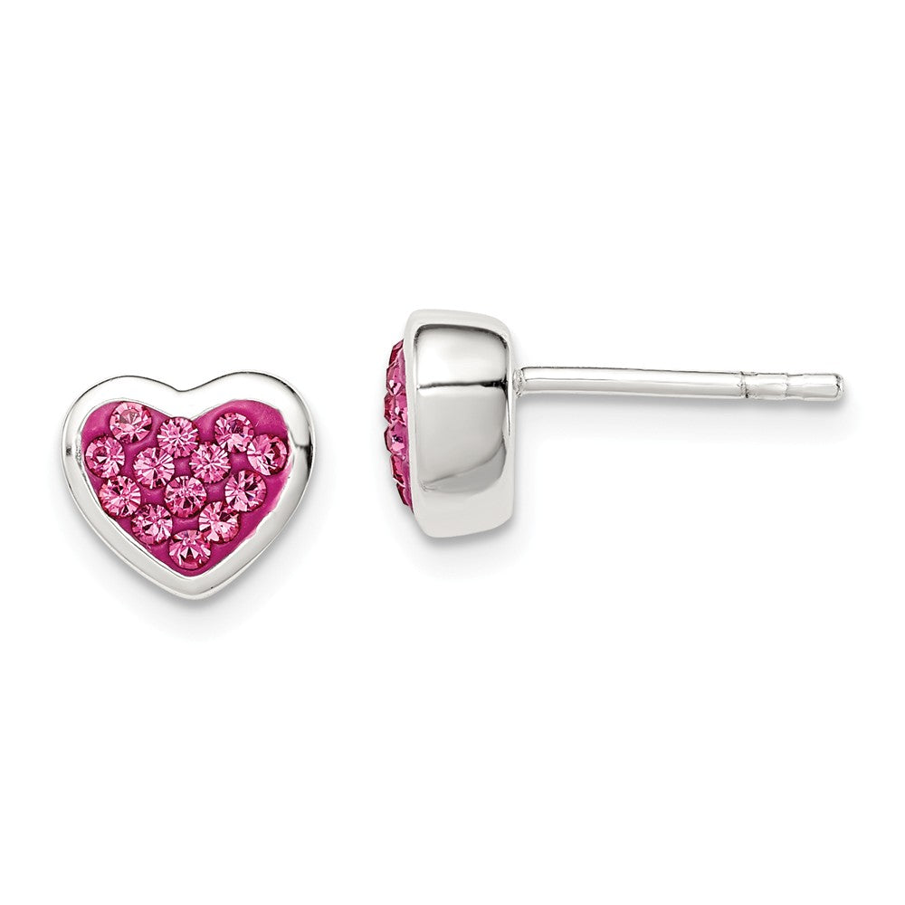 Stella Silver 925 Sterling Silver Pink Cubic Zirconia ( CZ ) Heart Post Earrings, 7mm x 7mm
