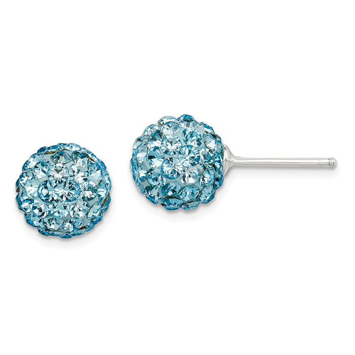 Stella Silver 925 Sterling Silver Aqua Stellux Crystal Earrings, 8mm x 8mm