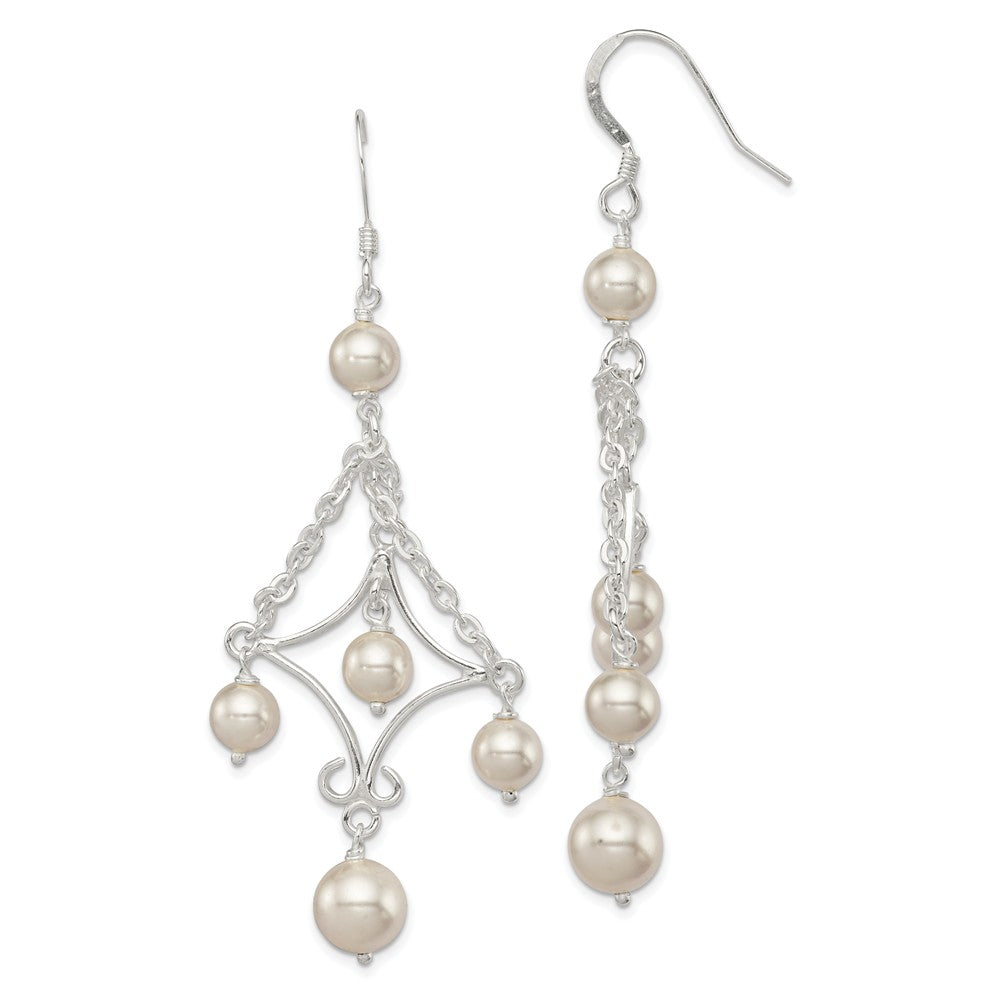 Stella Silver 925 Sterling Silver Freshwater Cultured Pearl Dangle Earrings, 67mm x 26mm