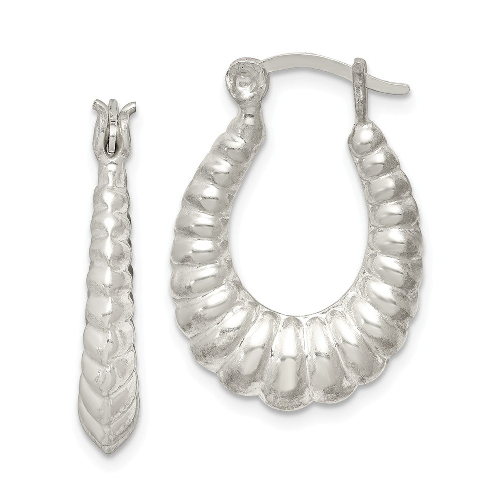 Stella Silver 925 Sterling Silver Hoop Earrings, 24mm x 18mm