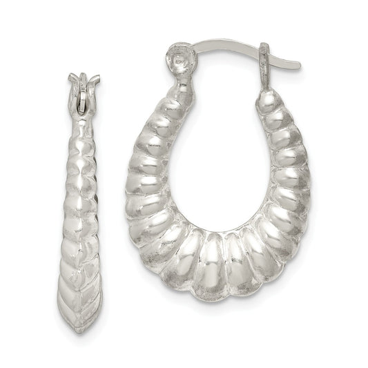 Stella Silver 925 Sterling Silver Hoop Earrings, 24mm x 18mm