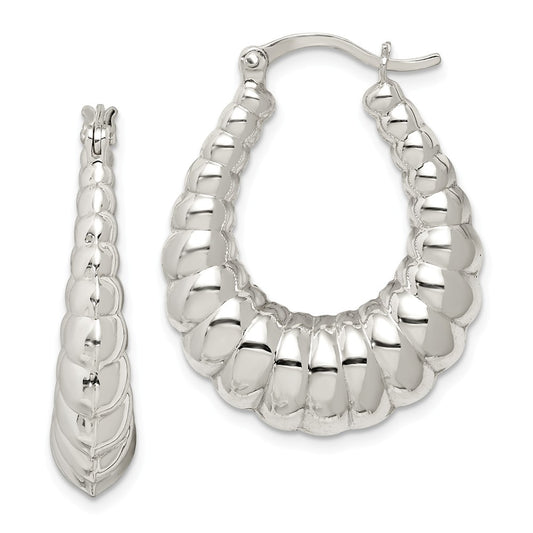 Stella Silver 925 Sterling Silver Classic Hoop Earrings, 31mm x 25mm