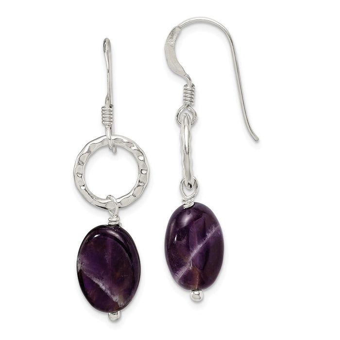 Stella Silver 925 Sterling Silver Amethyst Earrings, 41mm x 12mm