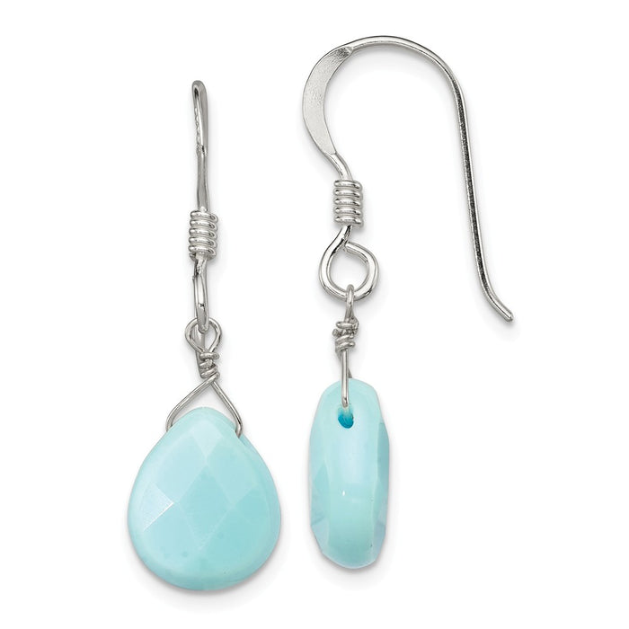 Stella Silver 925 Sterling Silver Amazonite Earrings, 30mm x 9mm