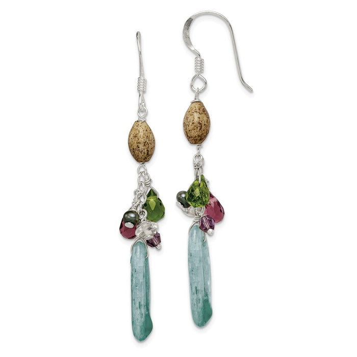 Stella Silver 925 Sterling Silver Citrine/Amethyst/Peridot/Kyanite/Jasper Earrings, 60mm x 6mm