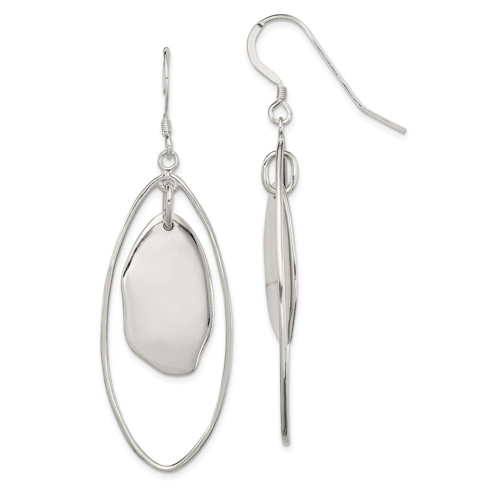 Stella Silver 925 Sterling Silver Dangle Circle Earrings, 63mm x 19mm
