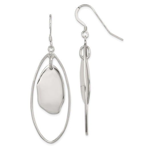 Stella Silver 925 Sterling Silver Dangle Circle Earrings, 63mm x 19mm