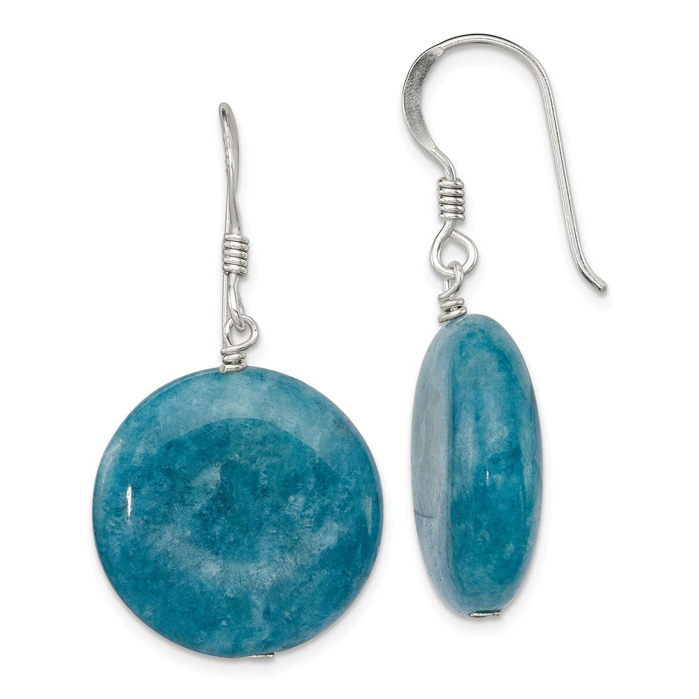 Stella Silver 925 Sterling Silver Blue Agate Earrings, 33mm x 20mm