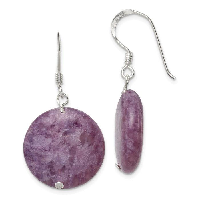 Stella Silver 925 Sterling Silver Purple Lepidolite Earrings, 33mm x 20mm