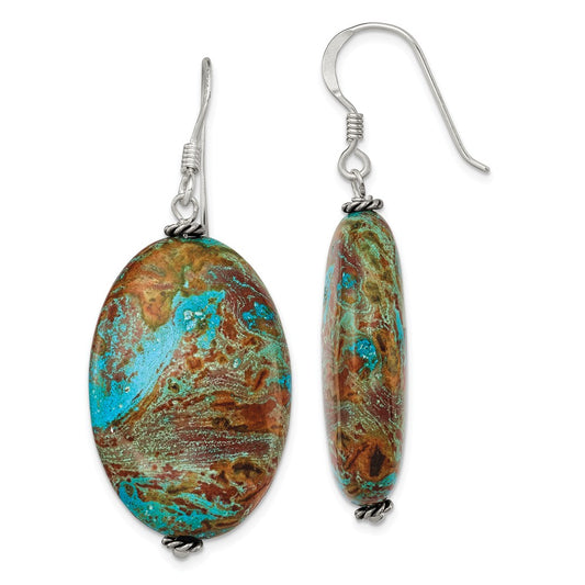 Stella Silver 925 Sterling Silver Blue Jasper Earrings, 49mm x 22mm