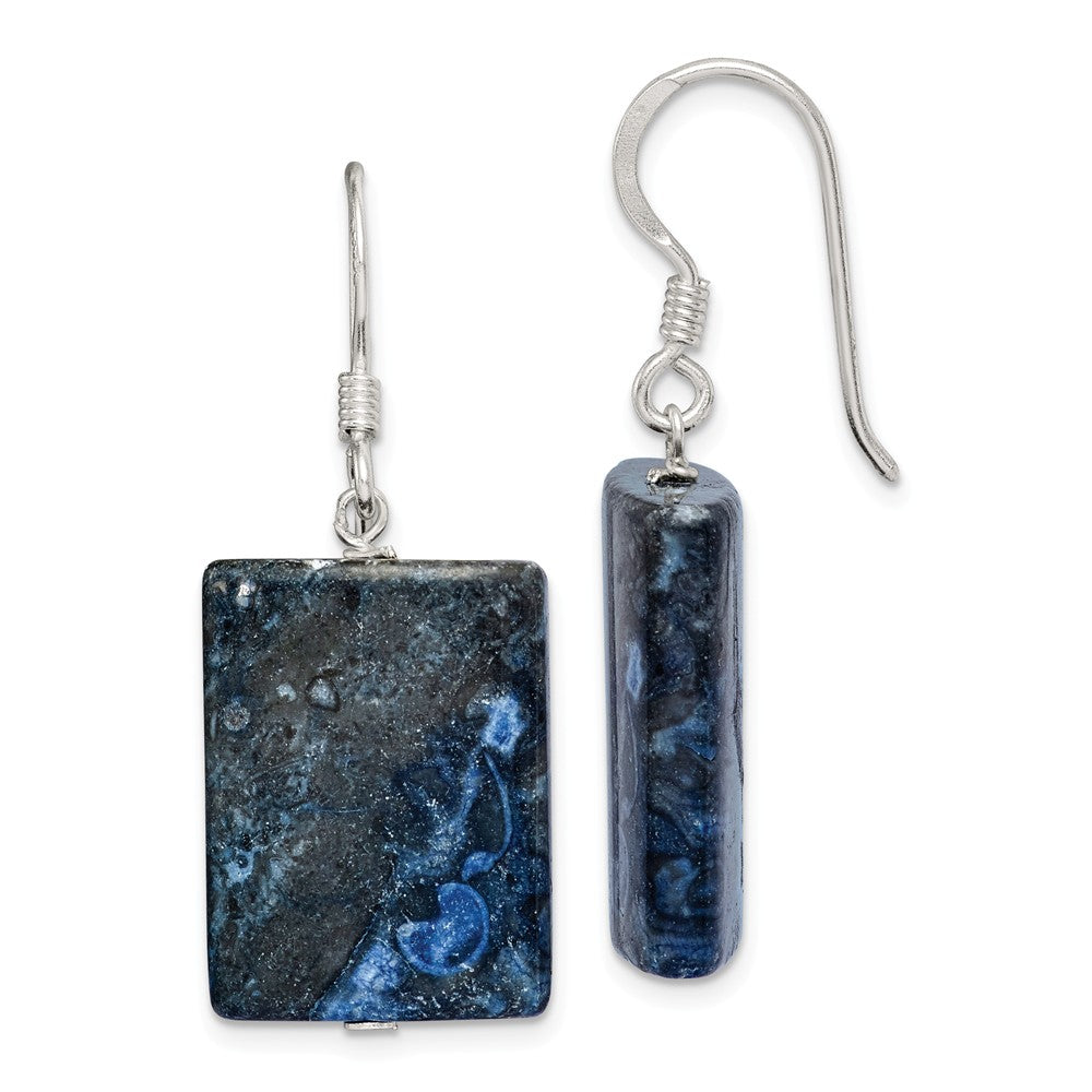 Stella Silver 925 Sterling Silver Blue Sodalite Earrings, 35mm x 15mm