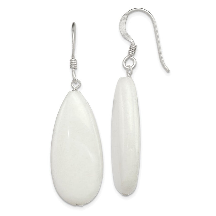 Stella Silver 925 Sterling Silver White Jade Earrings, 48mm x 15mm