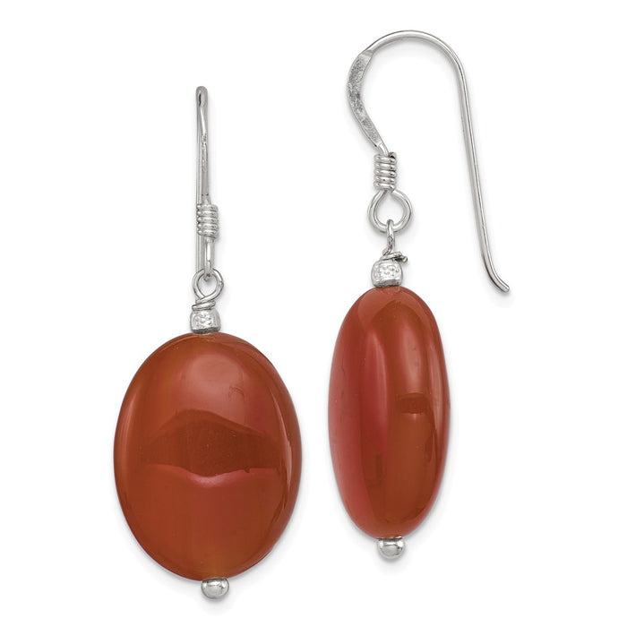 Stella Silver 925 Sterling Silver Carnelian Earrings, 36mm x 15mm