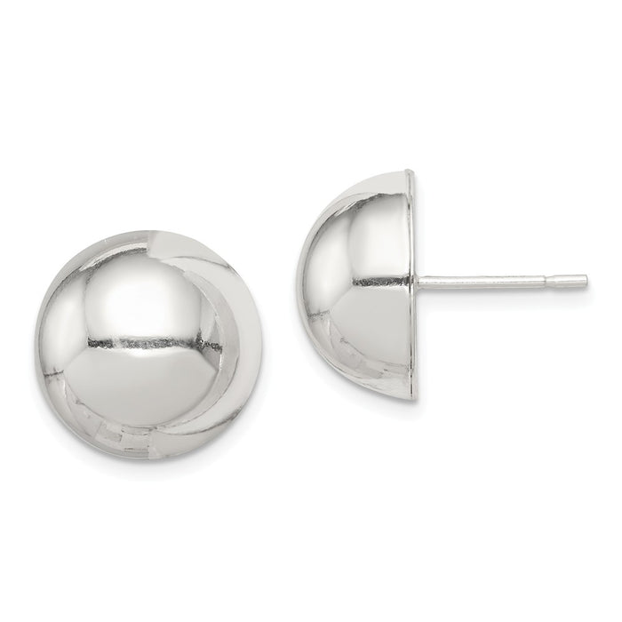 Stella Silver 925 Sterling Silver Button Earrings, 14mm x 14mm
