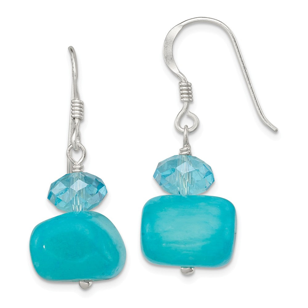 Stella Silver 925 Sterling Silver Aquamarine Crystal and Blue Jade Earrings, 30mm x 13mm