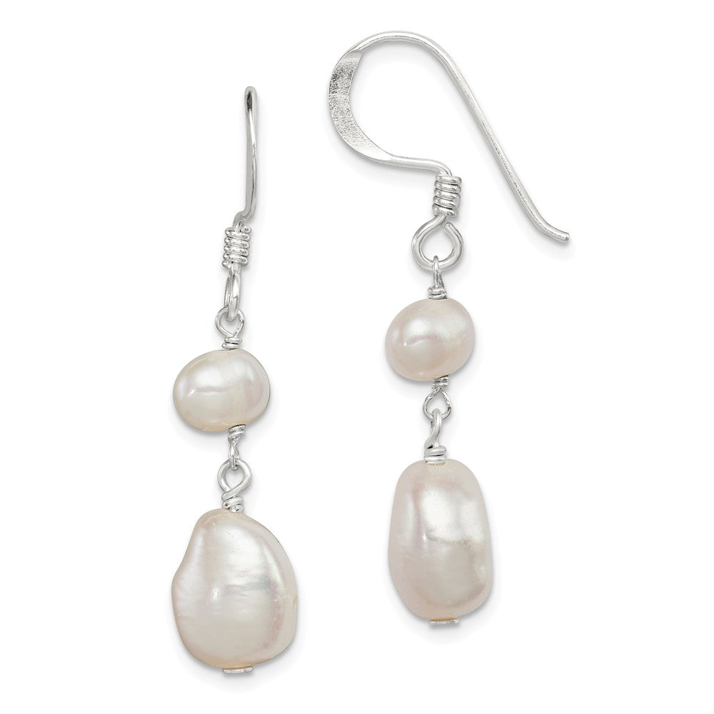 Stella Silver 925 Sterling Silver White Freshwater Cultured Pearl Dangle Earrings, 40mm x 9mm