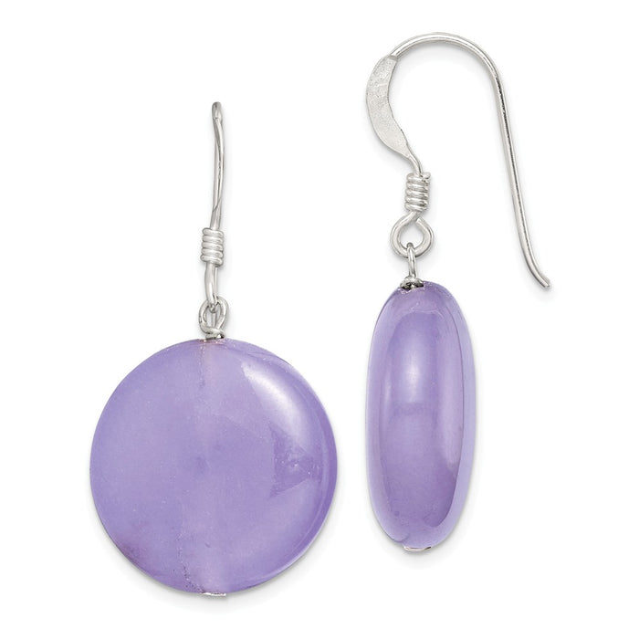Stella Silver 925 Sterling Silver Lavender Jade Earrings, 32mm x 10mm