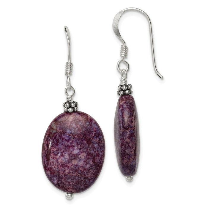 Stella Silver 925 Sterling Silver Dark Charoite Earrings, 34mm x 12mm